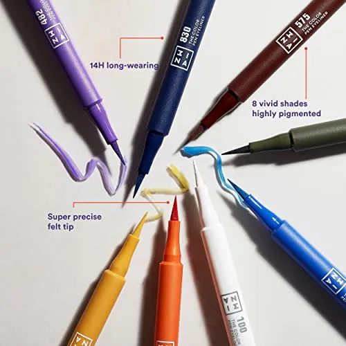 3INA The Color Pen Eyeliner 575 - Ultra Fine Tip 14H Brown Longwear Liquid Liner - Vibrant Colors, Matte, Smudgeproof, Flake Proof Eye Makeup - Cruelty Free, Paraben Free, Vegan Cosmetics - Brown