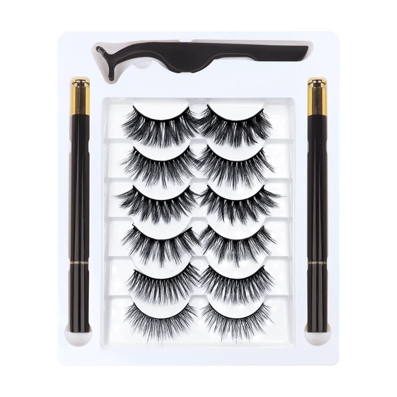 6 Pairs Magnetic Eyelashes Kit with Applicator & 2 Eyeliners 001