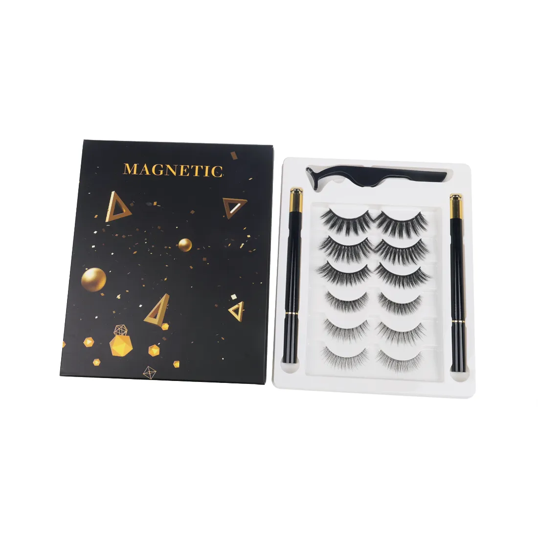 6 Pairs Magnetic Eyelashes Kit with Applicator & 2 Eyeliners 002