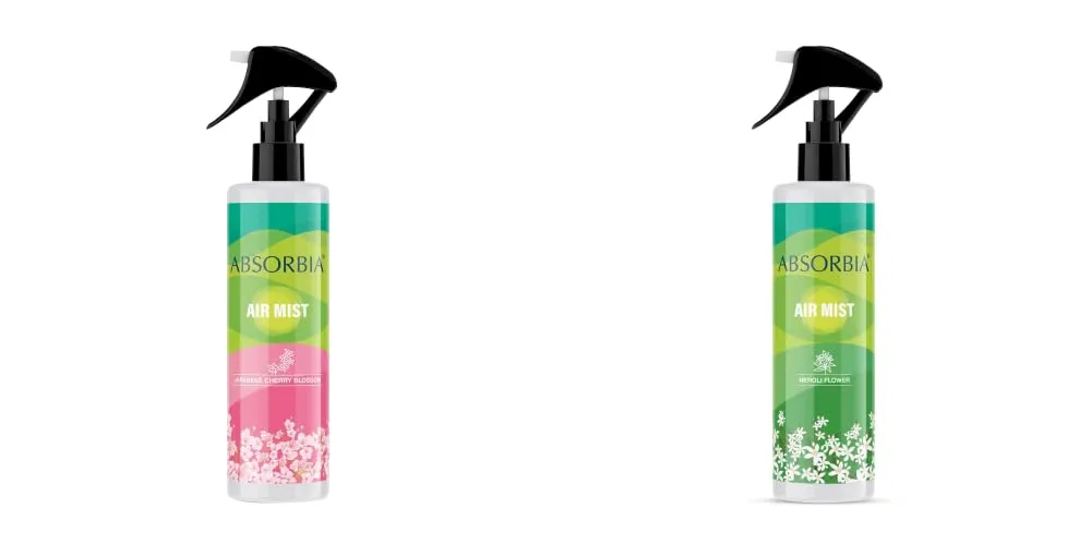 ABSORBIA Room Freshener spray, Instantly Freshens the air with Japanese cherry blossom and Neroli flower Fragrance | Pack of 2 | Essential Oil Aroma Works like therapy - 200ML, 1000  sprays(Approx)……