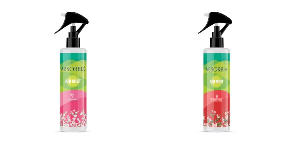 ABSORBIA Room Freshener spray, Instantly Freshens the air with Tube rose andEnglish Rose Fragrance | Pack of 2 | Essential Oil Aroma Works like therapy - 200ML, 1000  sprays(Approx)…