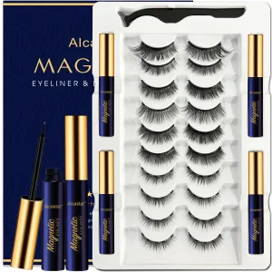 Alcastar Magnetic Eyelashes Natural Look,Magnetic Lashes with Eyeliner,Waterproof, Long Lasting, Easy Lash to Apply,