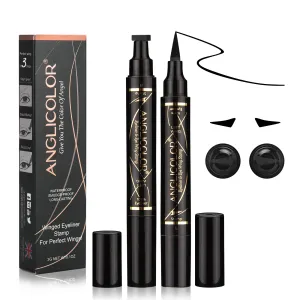 Anglicolor Liquid Eyeliner Stamp, Winged Eyeliner Stamp, Waterproof Long Lasting Dual Ended Eyeliner Pen for Women Christmas Gift (01-Black)