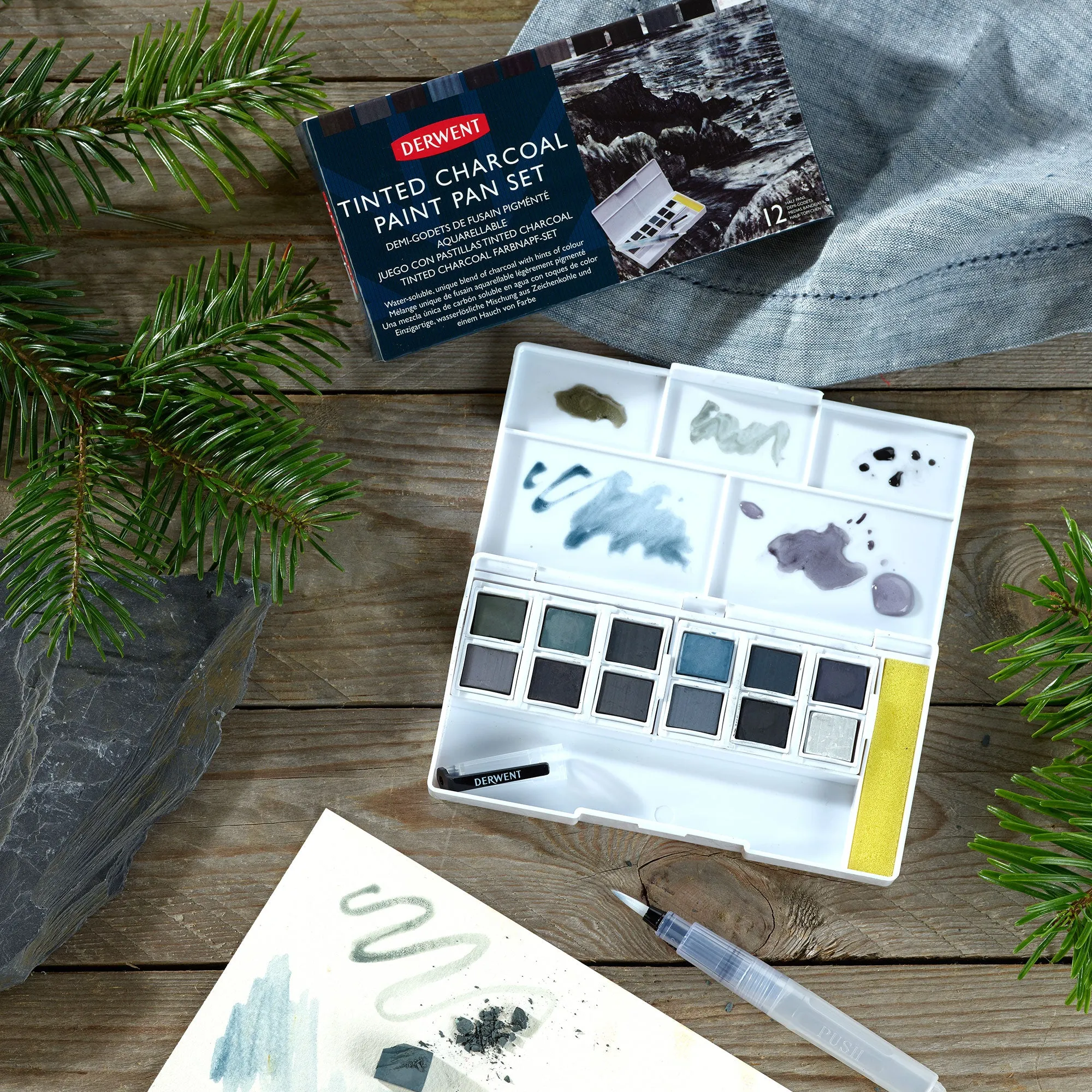 Derwent Tinted Charcoal Paint Pan Set