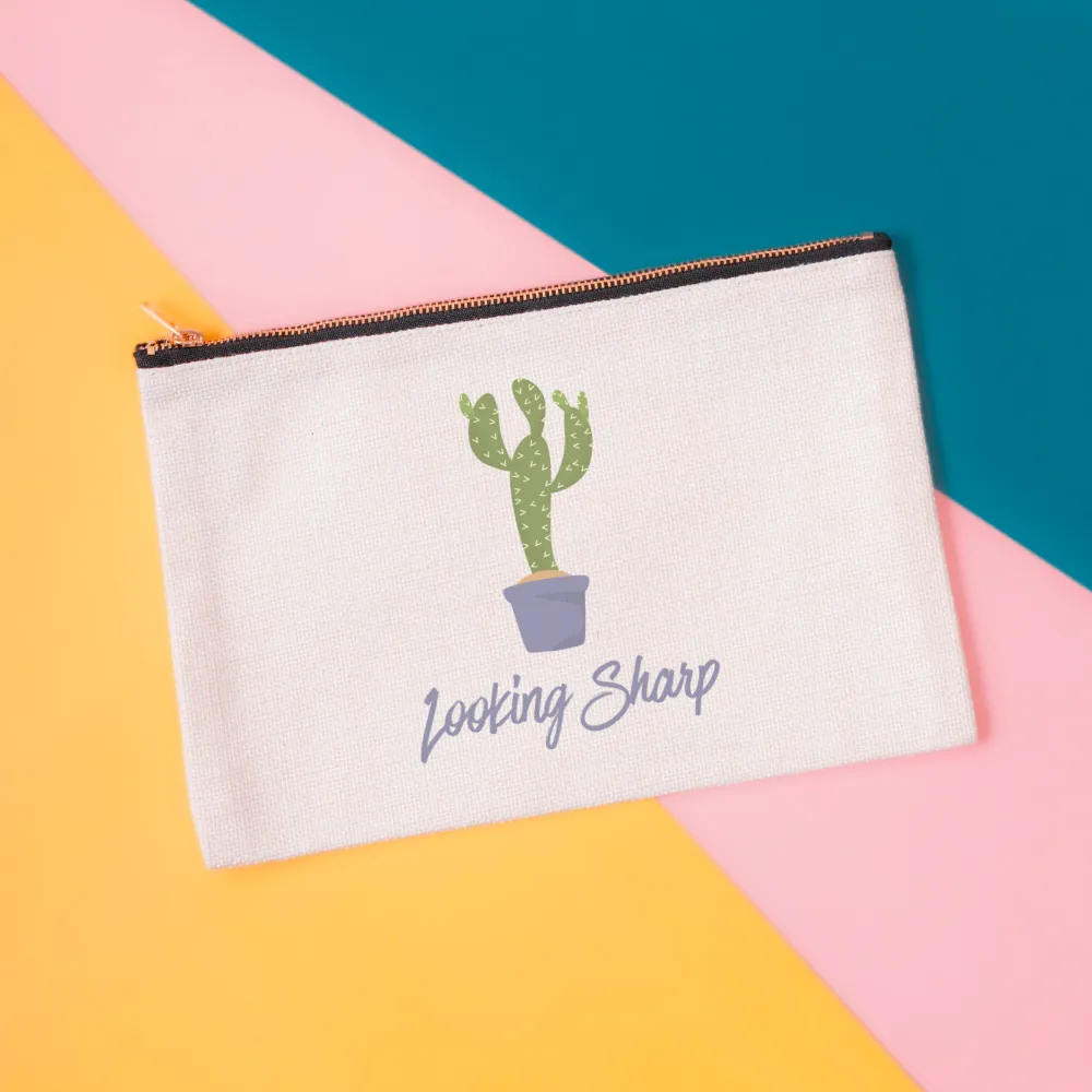 Looking Sharp | Cactus Themed Canvas Makeup Bag