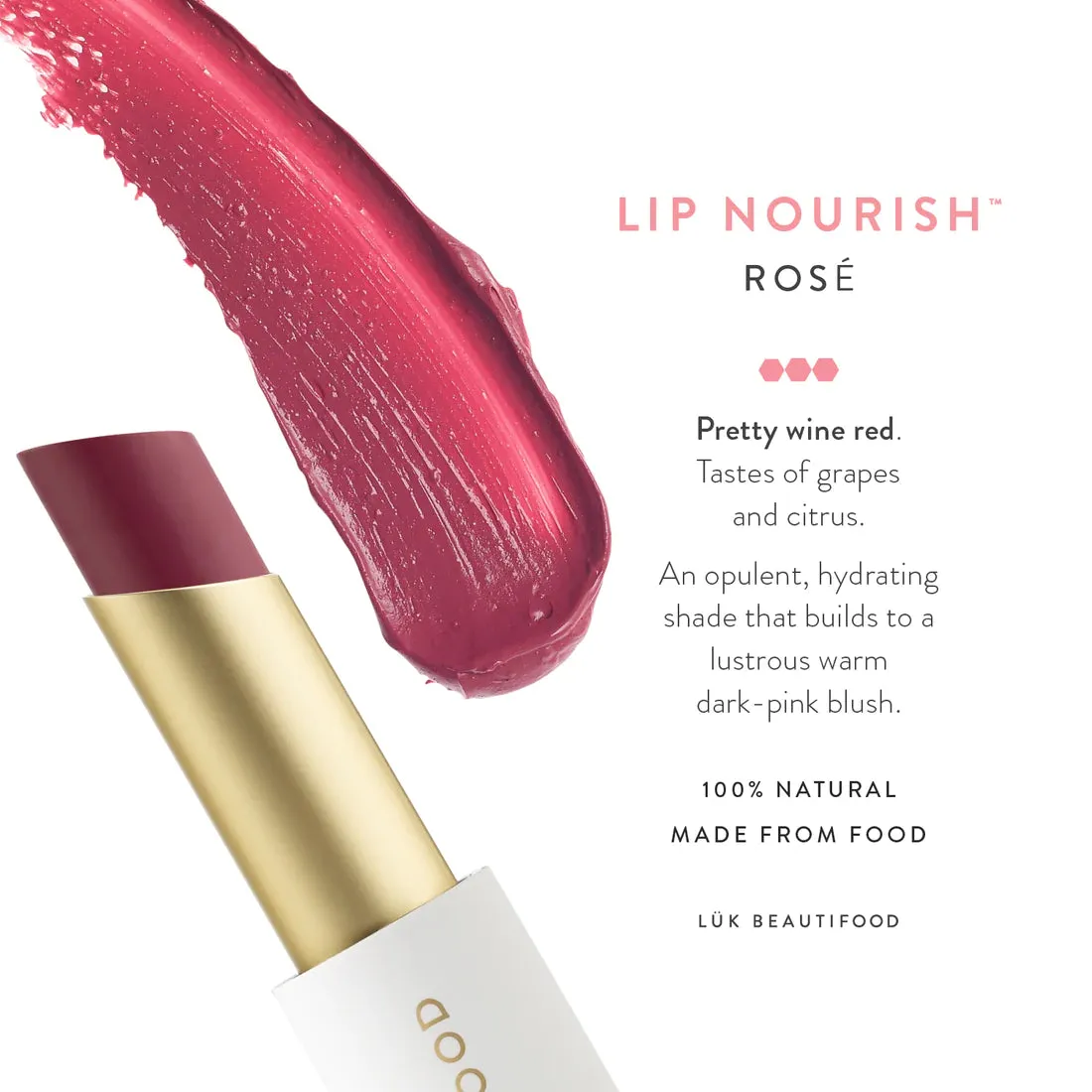 Luk Beautifood Lip Nourish Organic Natural Lipstick Rose