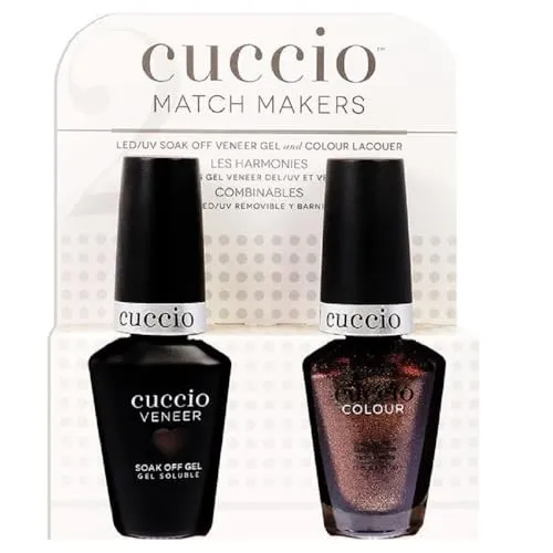 Match Makers Set - Brownie Points by Cuccio Colour for Women - 2 Pc 0.44oz Veneer Soak Of Gel Nail Polish, 0.43oz Colour Nail Polish