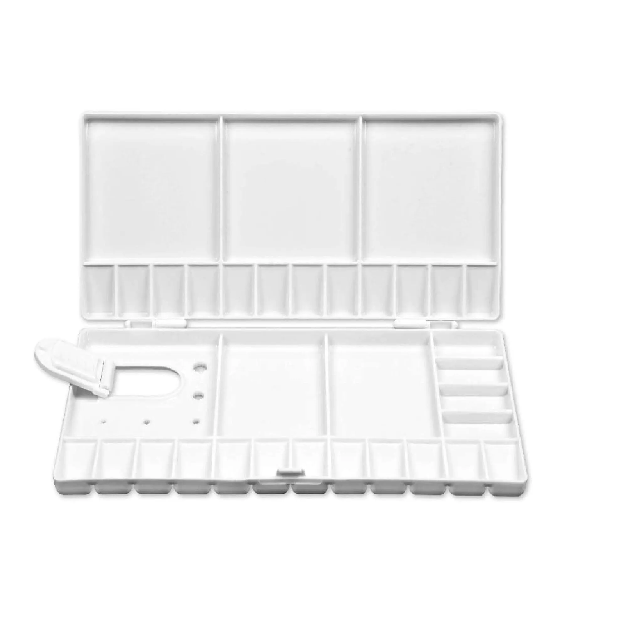 Mifuner Artist Portable White Watercolor Paint Palette Case Folding Palette Box 28 Wells 5 Mixing Areas | Large