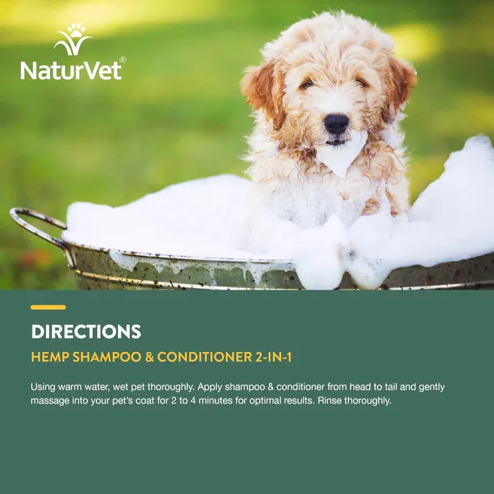 NaturVet Hemp Shampoo & Conditioner 2-in-1 Argan & Coconut for Dogs 16oz