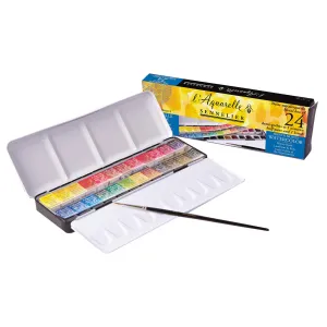 Sennelier l'Aquarelle Set - Metal Box of 24 Half Pans