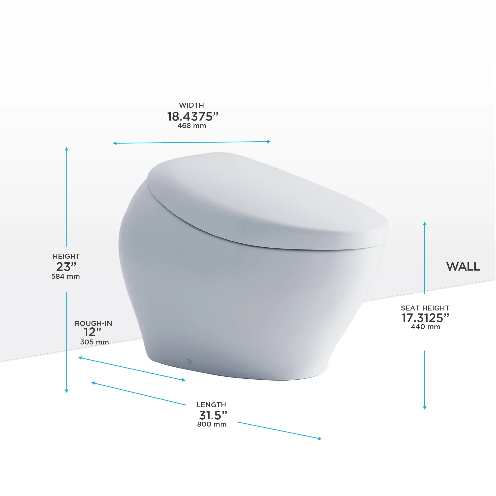 TOTO MS903CUMFX#01 NEOREST NX2 Dual Flush 1.0 or 0.8 GPF Toilet with Integrated Bidet Seat and eWater  and ActiLight