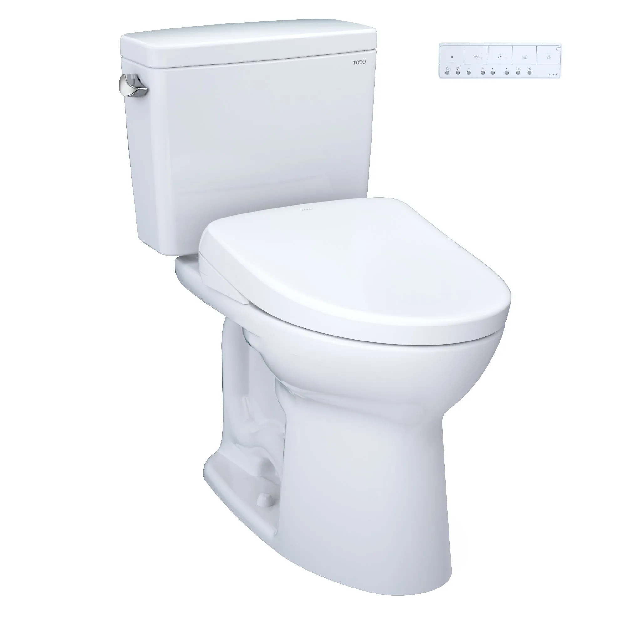 TOTO MW7764726CEFG.10#01 Drake Two-Piece Elongated Universal Height Toilet with S7 Bidet Seat, 10" Rough-In