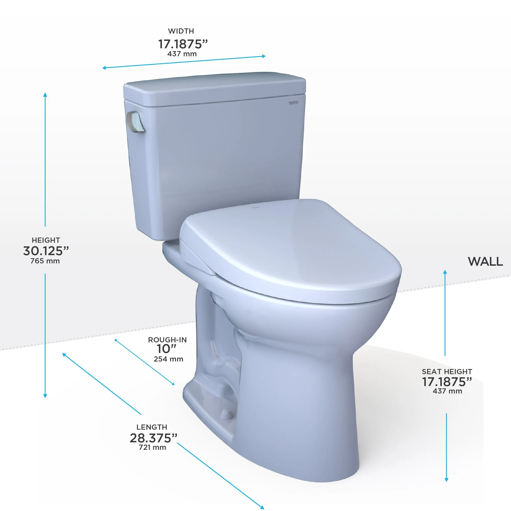 TOTO MW7764726CEFGA.10#01 Drake WASHLET  Two-Piece Toilet and S7 Bidet Seat with Auto Flush, 10" Rough-In