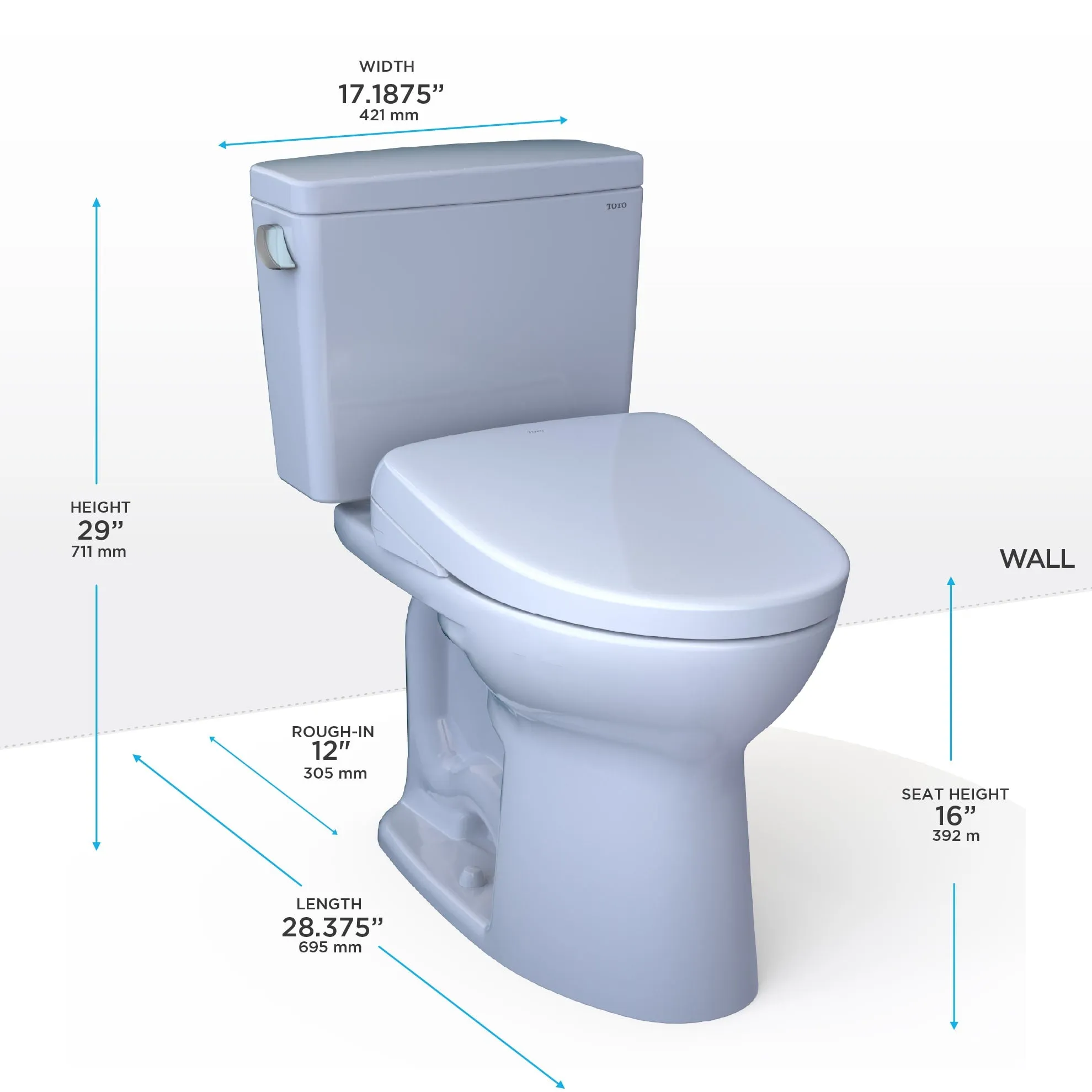 TOTO MW7764726CEG#01 Drake WASHLET  Two-Piece Elongated Toilet with S7 Bidet Seat, Cotton White