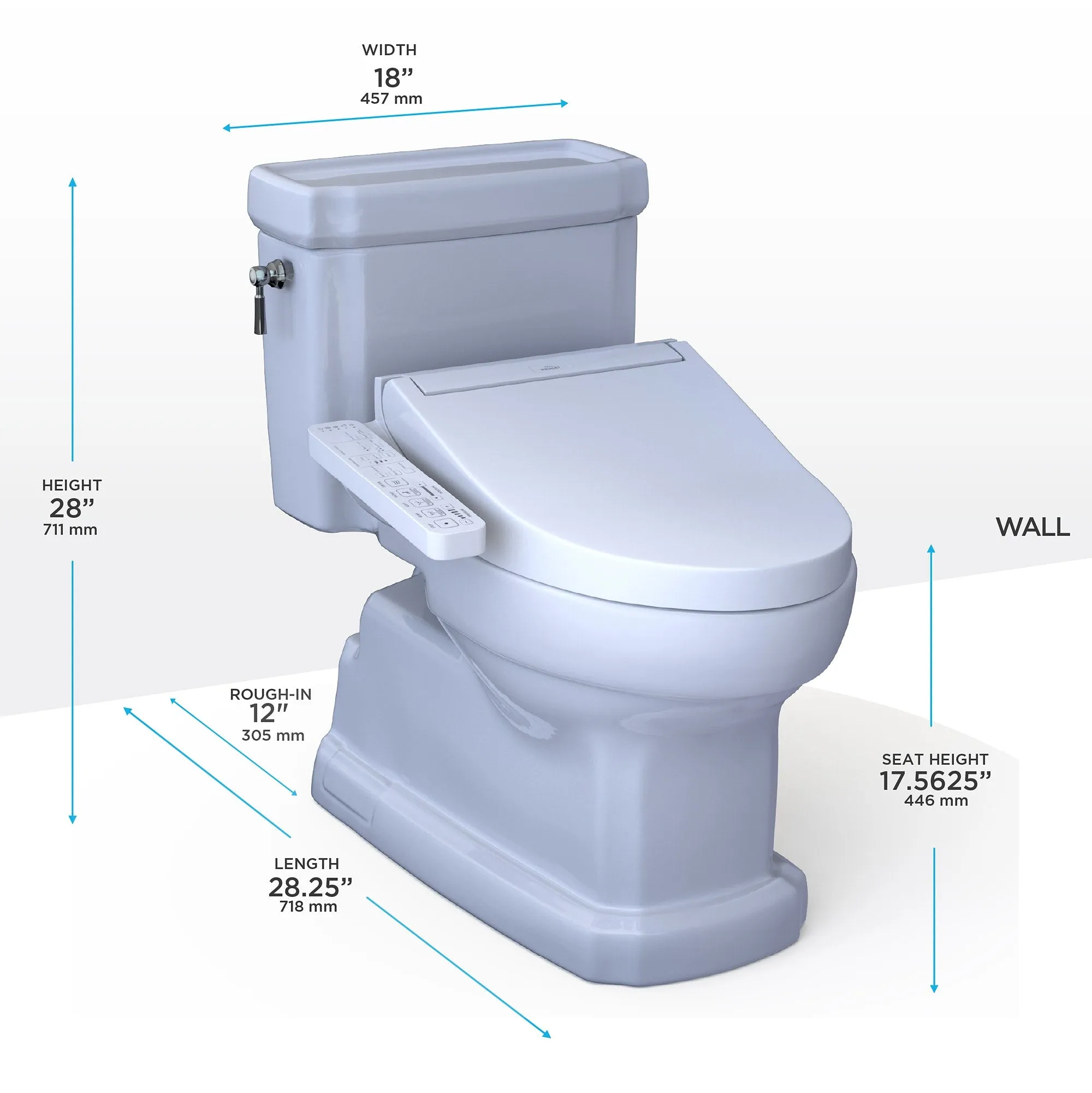 TOTO MW9743074CEFG#01 WASHLET  Eco Guinevere 1.28 GPF Toilet with C2 Bidet Seat, Cotton White